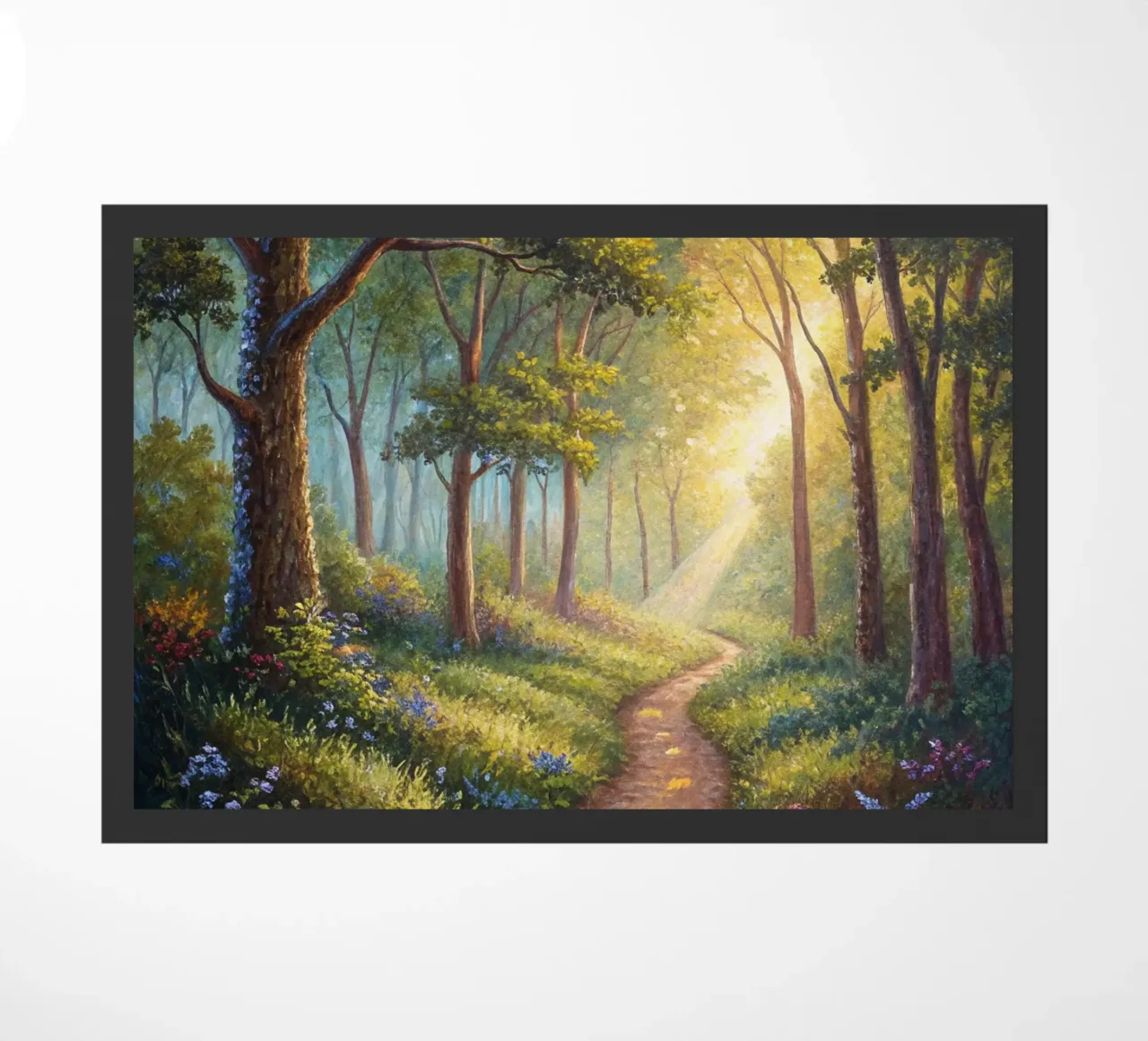 Sunlit Forest Path doormat by Artistic-shop