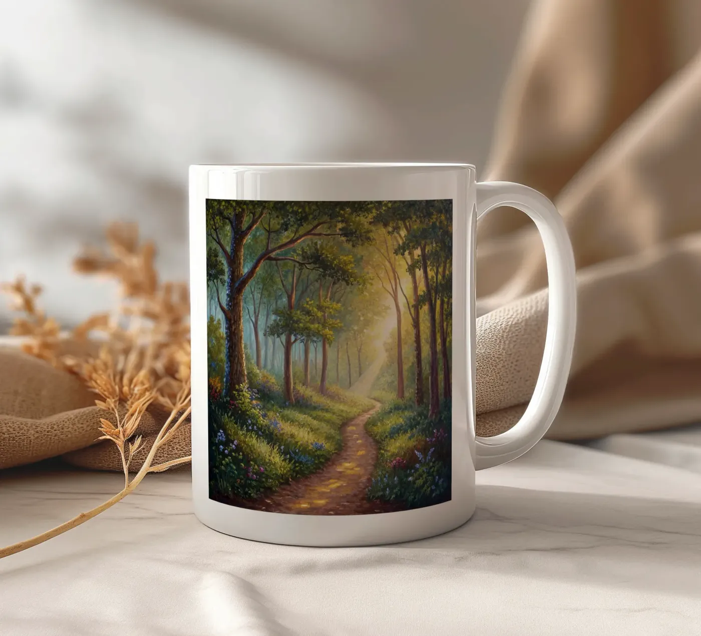 Chemin forestier ensoleillé mug en céramique de Artistic-shop