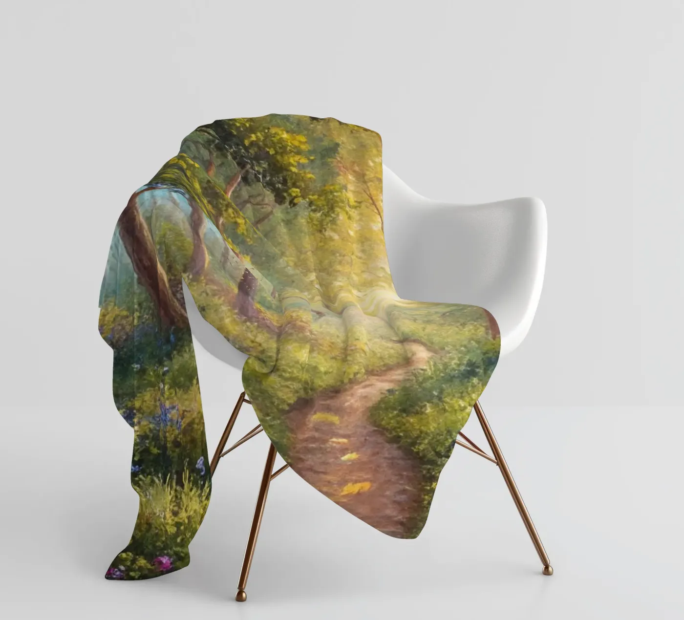 Sunlit Forest Path fleece blanket by Artistic-shop