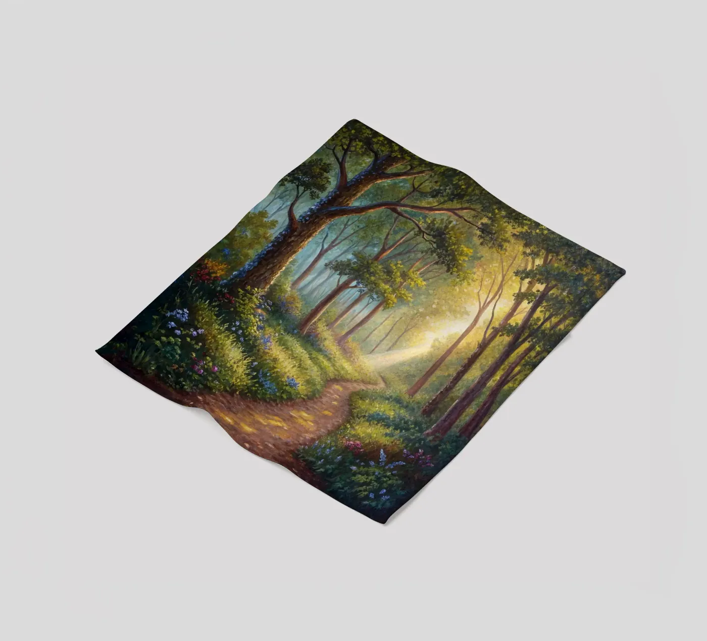 Sunlit Forest Path fleece blanket by Artistic-shop