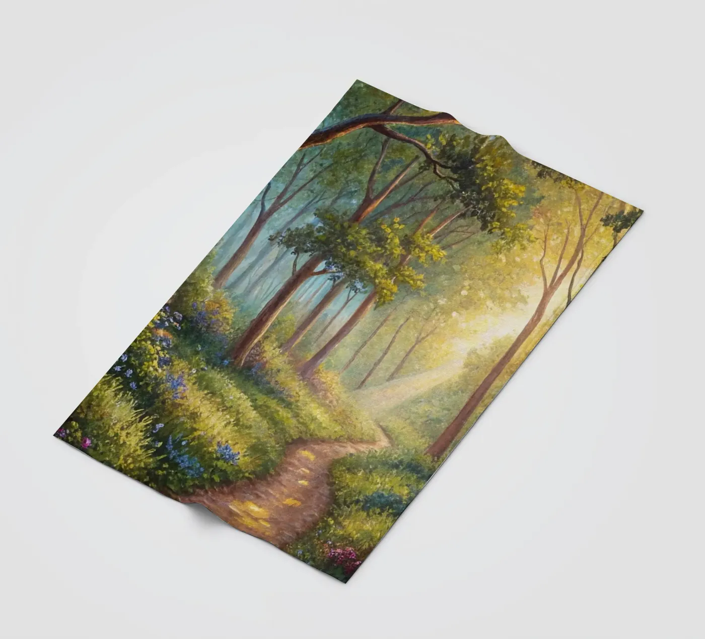 Sunlit Forest Path fleece blanket by Artistic-shop