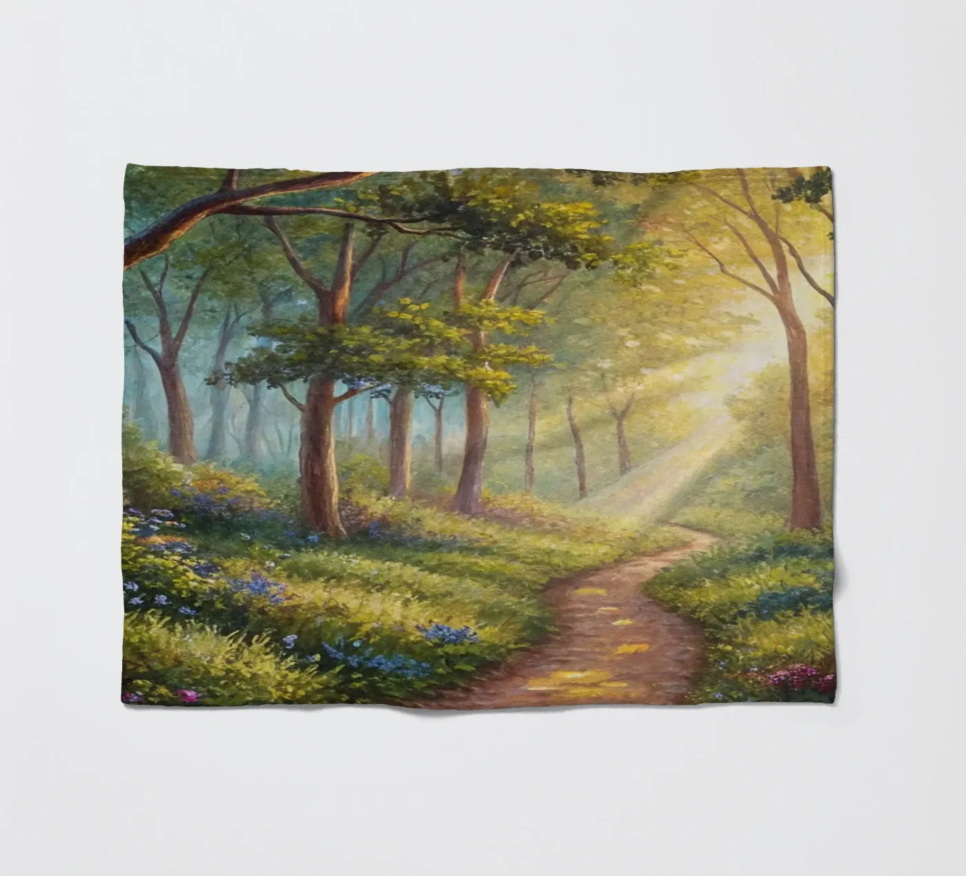 Sunlit Forest Path fleece blanket by Artistic-shop