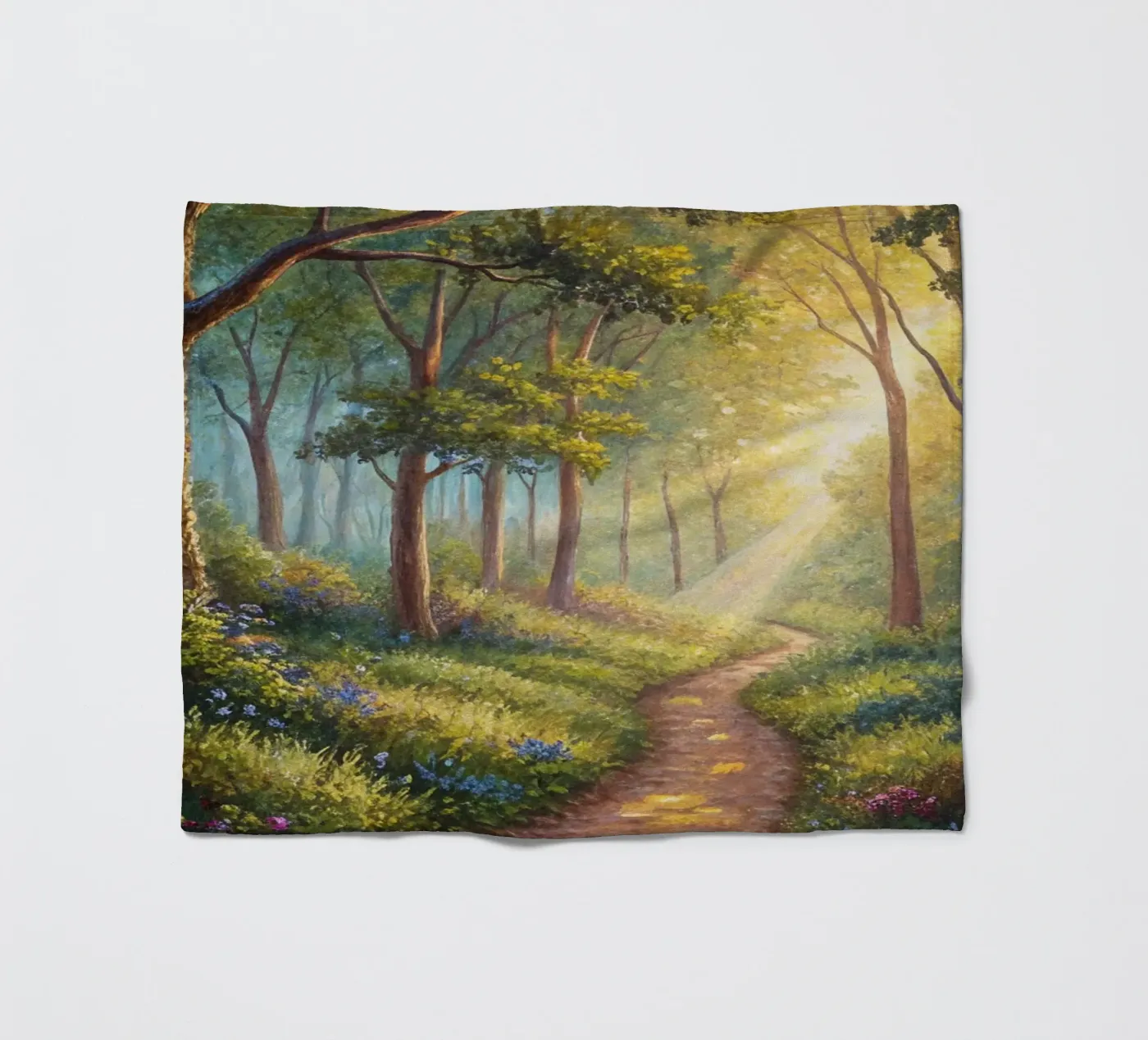 Sunlit Forest Path fleece blanket by Artistic-shop