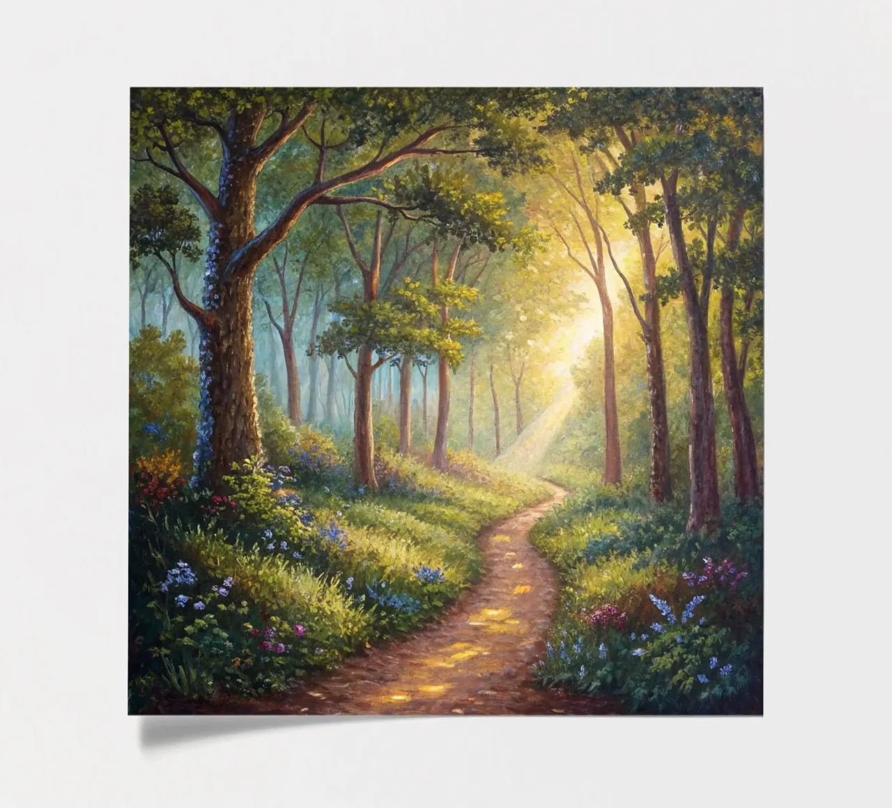 Sunlit Forest Path sticker sheet by Artistic-shop