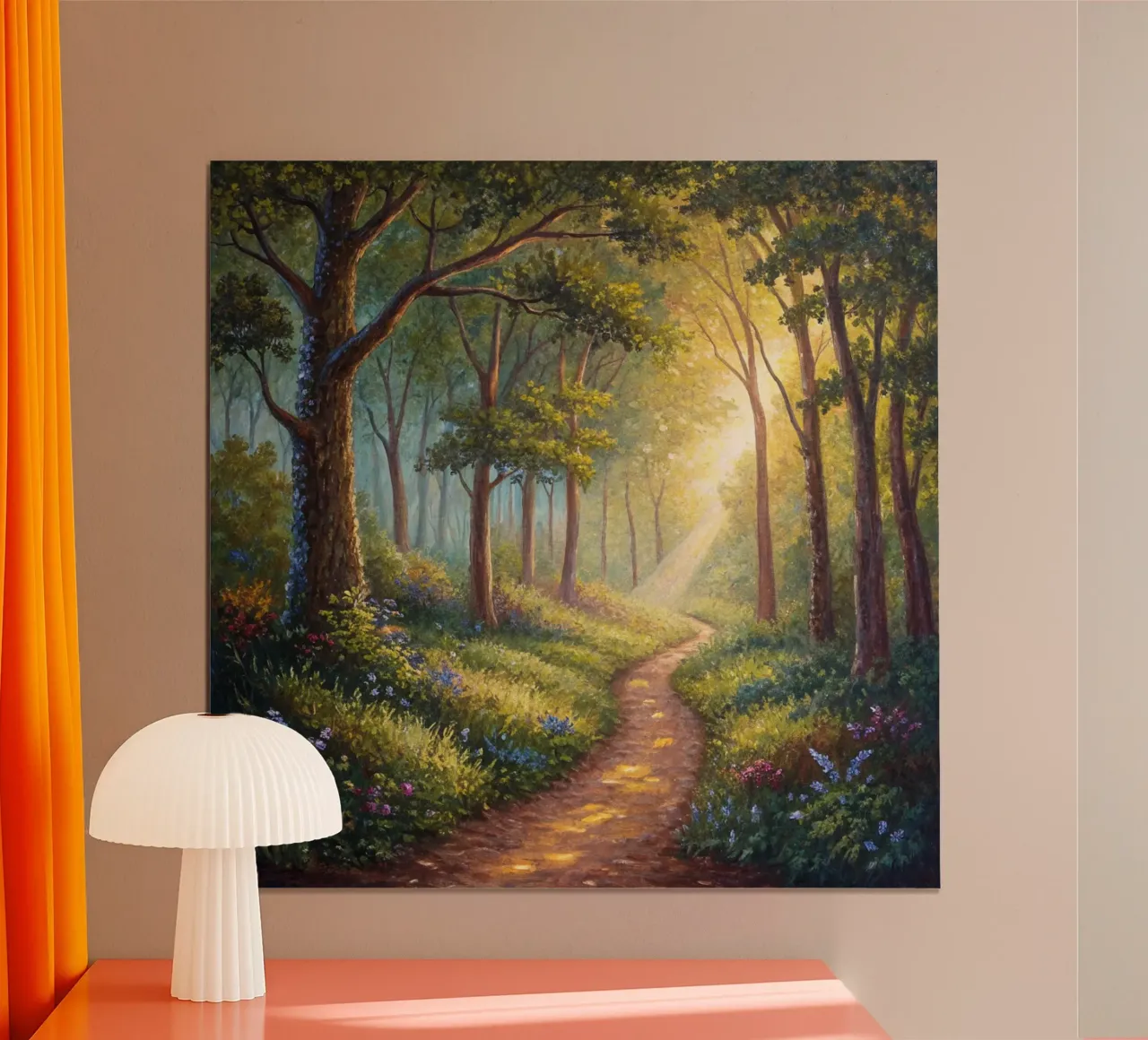 Sentiero forestale illuminato dal sole poster da Artistic-shop