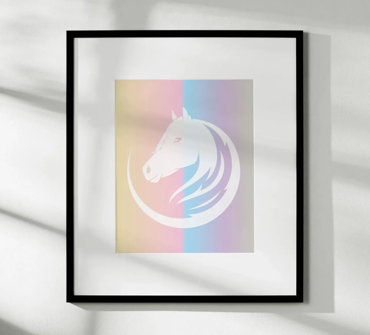 white line horse in gradient poster con telaio in alluminio da Creaton