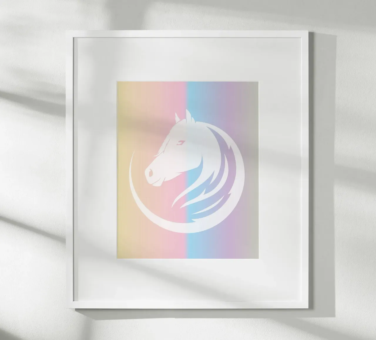 white line horse in gradient poster con telaio in alluminio da Creaton