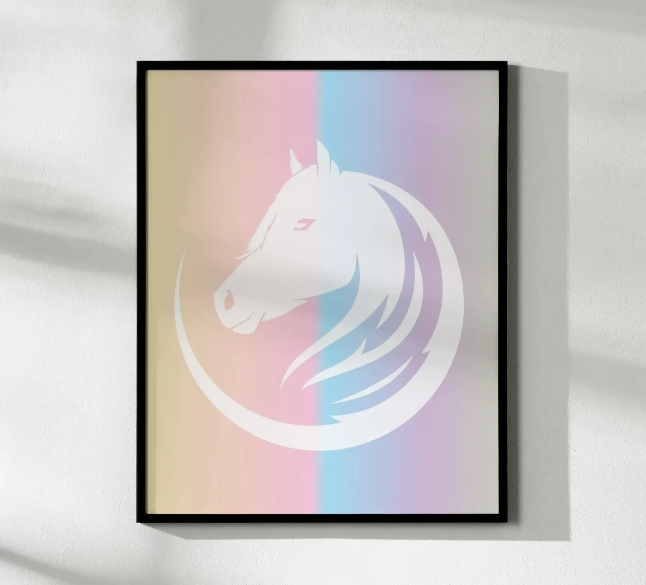 white line horse in gradient poster con telaio in alluminio da Creaton