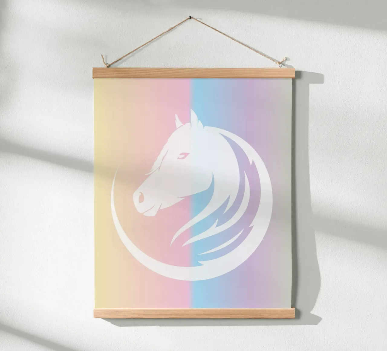 white line horse in gradient poster con telaio in alluminio da Creaton