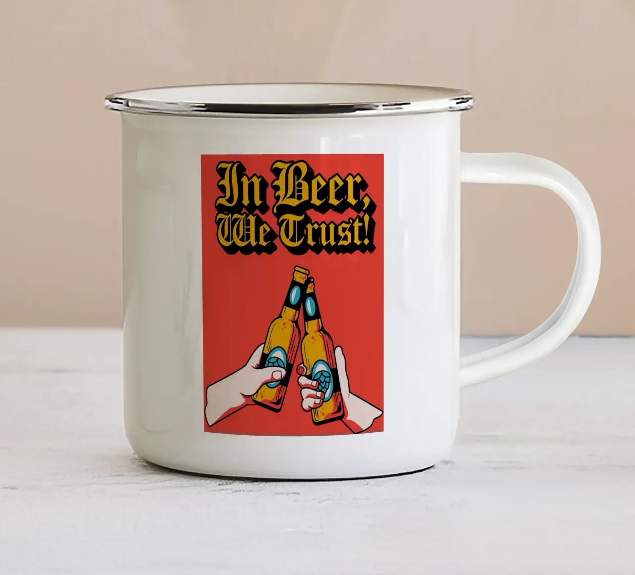 in beer we trust tazza in smalto da Creaton