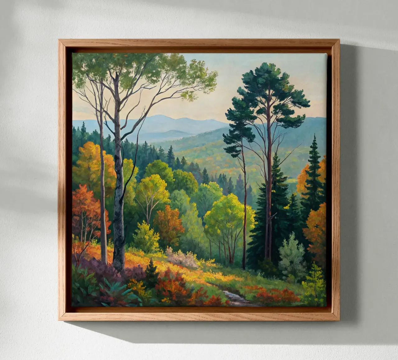 Gouden zonsondergang op een kronkelend pad canvas met Baklijst van Artistic-shop