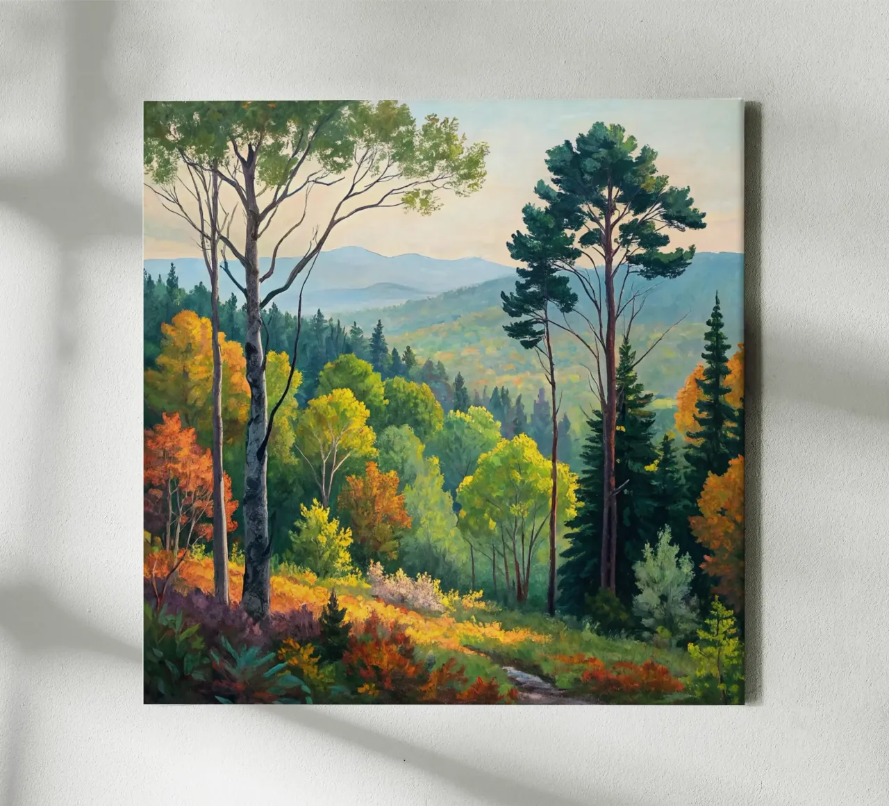 Gouden zonsondergang op een kronkelend pad canvas met Baklijst van Artistic-shop