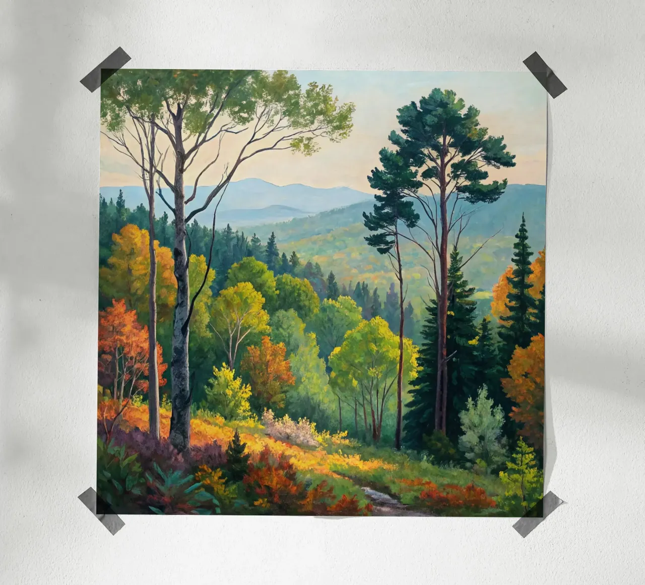 Tramonto dorato su un sentiero tortuoso poster da Artistic-shop
