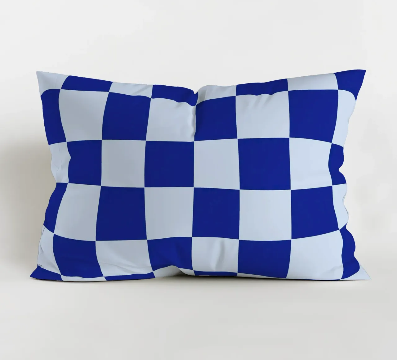 Groovy retro vibrant pattern checks- Blue cuscino da TijanaArtStudio88