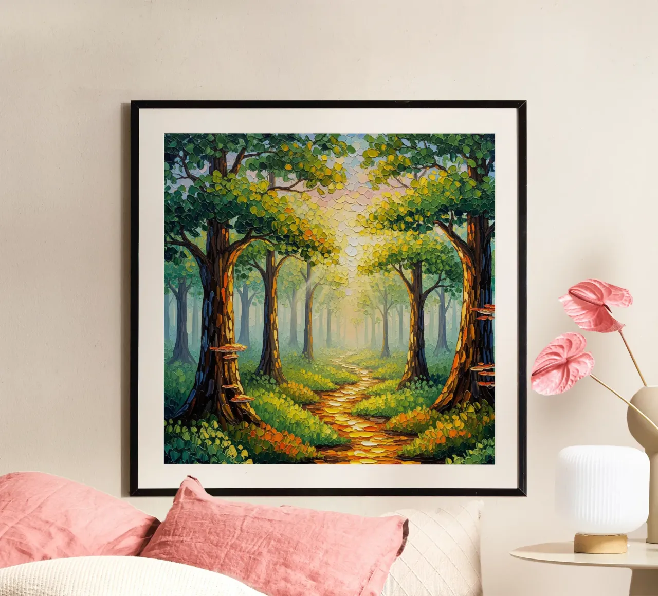 Il sentiero del legno del cuore: Un viaggio inondato di sole poster da Artistic-shop