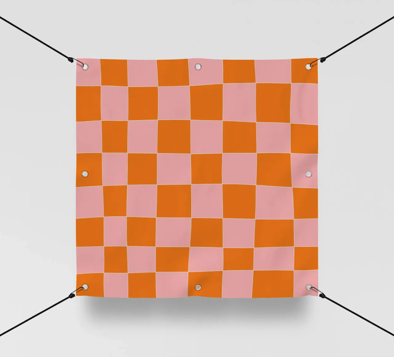 Groovy retro vibrant pattern checks- Orange pink telo in pvc da TijanaArtStudio88