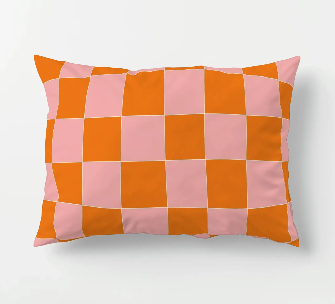 Groovy retro vibrant pattern checks- Orange pink cuscino da TijanaArtStudio88