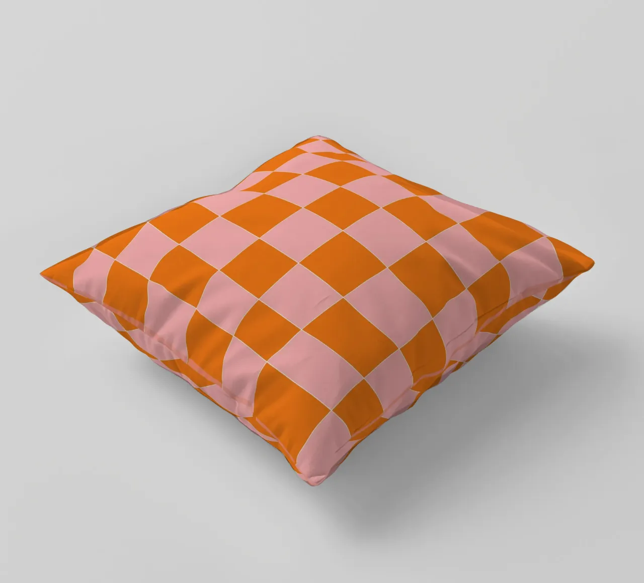 Groovy retro vibrant pattern checks- Orange pink cuscino da TijanaArtStudio88