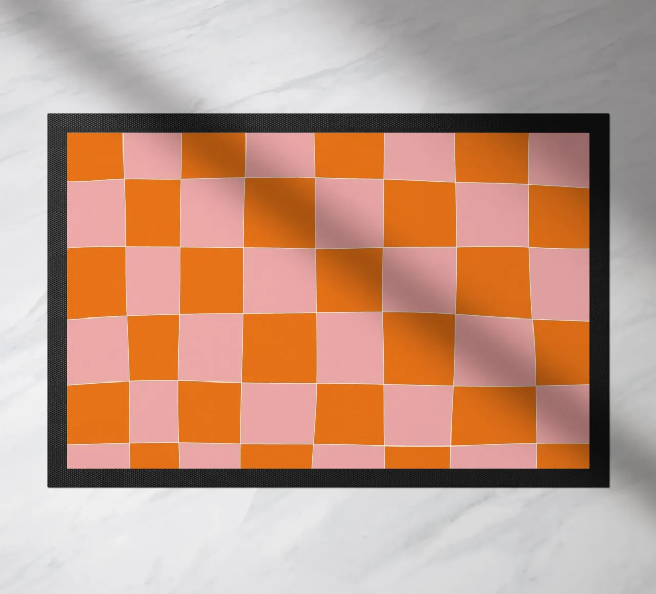 Groovy retro vibrant pattern checks- Orange pink zerbino da TijanaArtStudio88