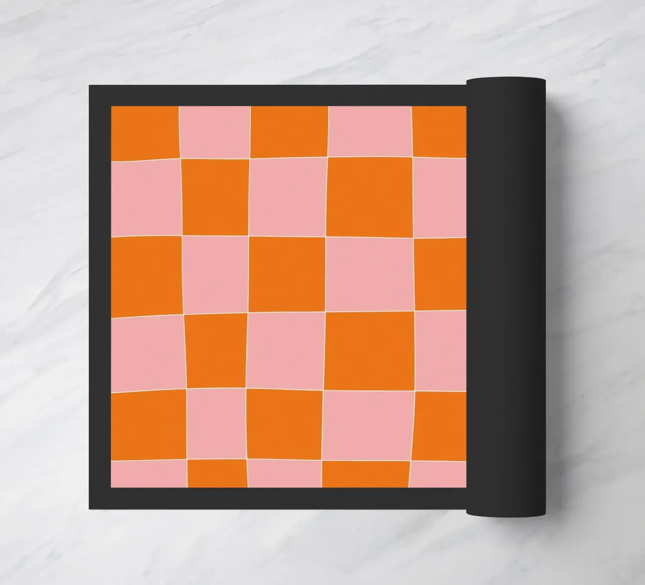 Groovy retro vibrant pattern checks- Orange pink zerbino da TijanaArtStudio88