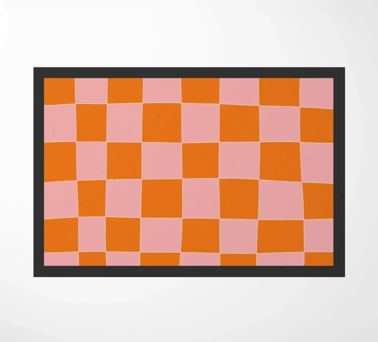 Groovy retro vibrant pattern checks- Orange pink zerbino da TijanaArtStudio88