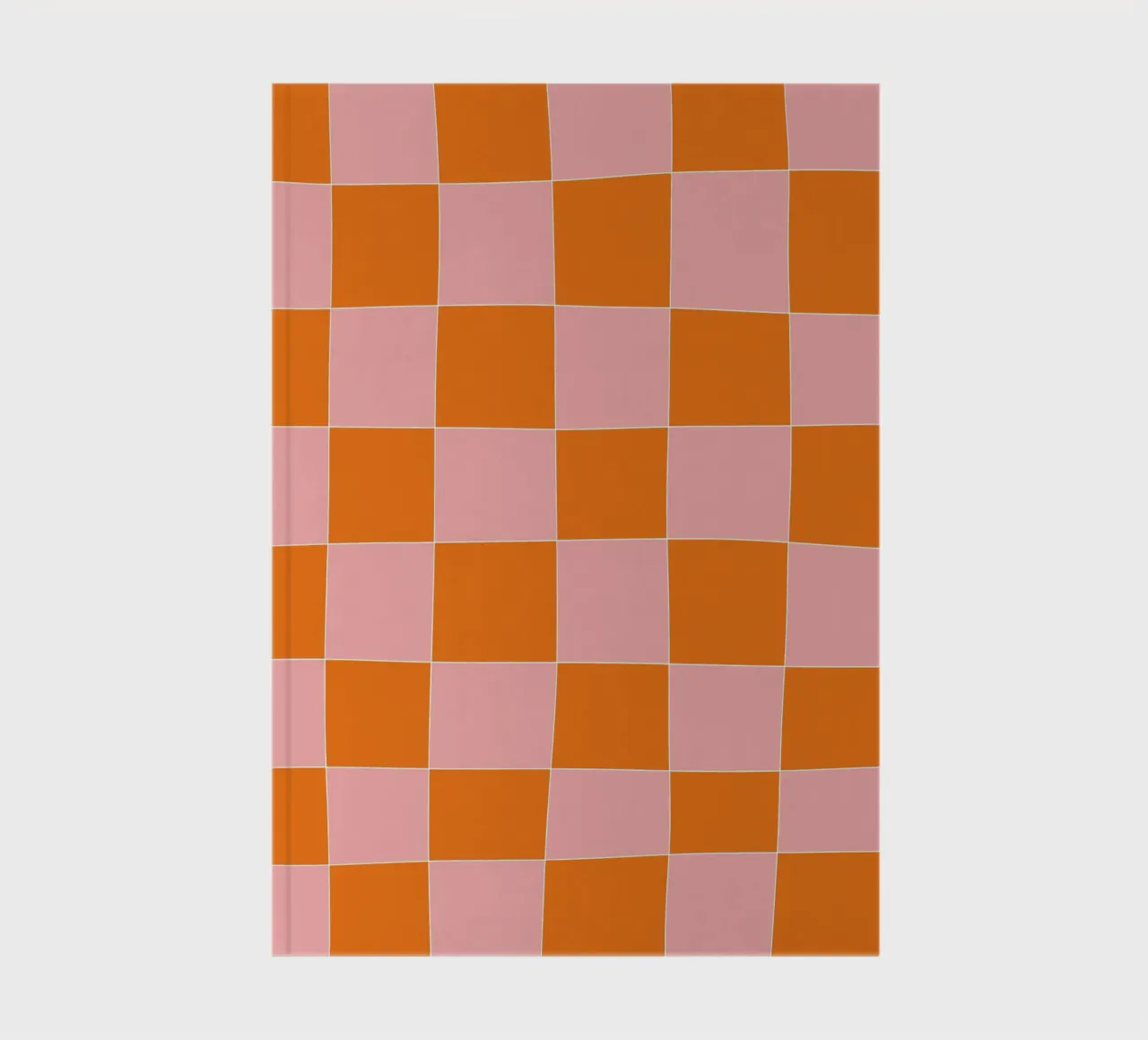 Groovy retro vibrant pattern checks- Orange pink notebook by TijanaArtStudio88