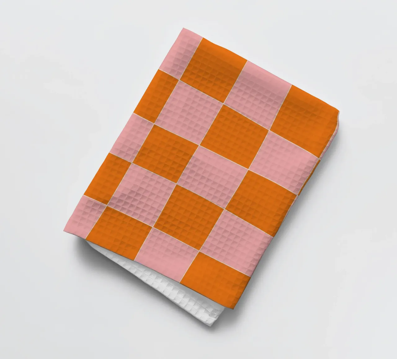 Groovy retro vibrant pattern checks- Orange pink canovaccio da cucina da TijanaArtStudio88