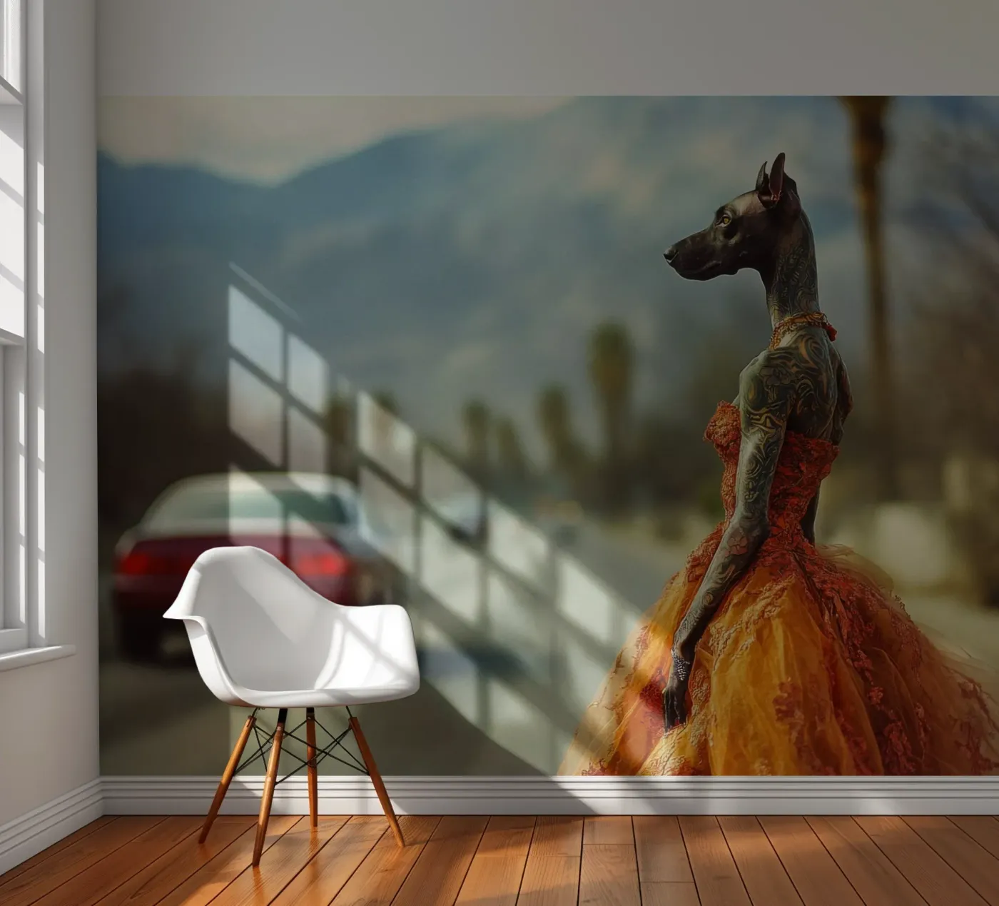 Solène fotobehang van Affiches Chien Originales – Dogland