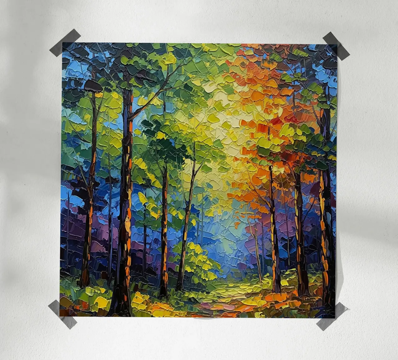 Sentiero attraverso la foresta poster con telaio in alluminio da Artistic-shop