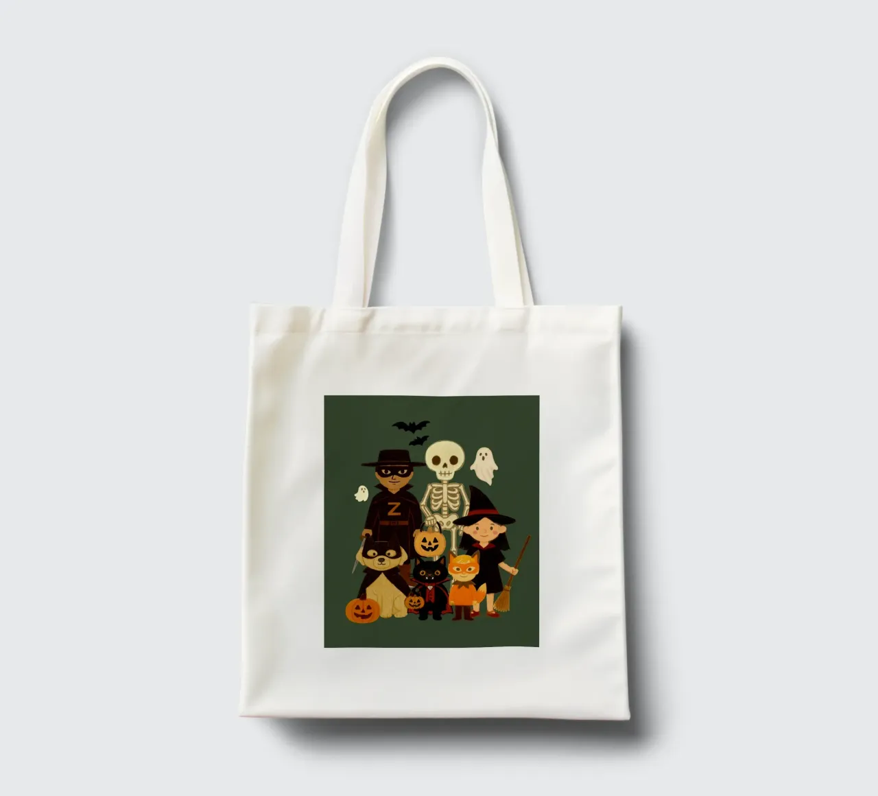 Illustrazione della piccola banda di Halloween borsa in juta da Taika Tori Art