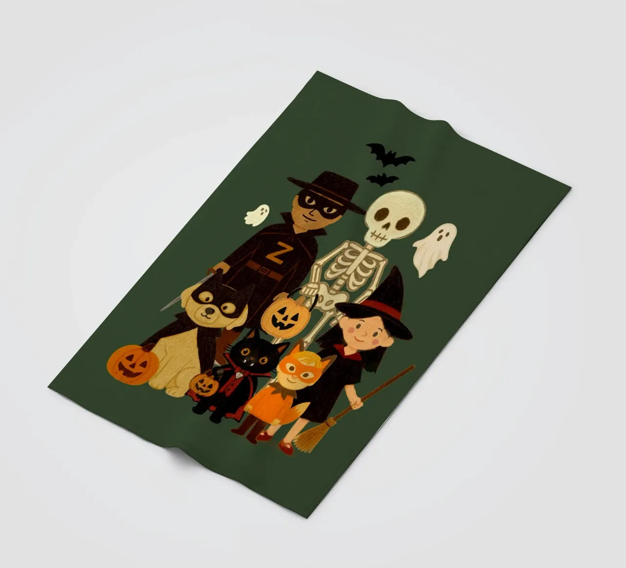 Illustrazione della piccola banda di Halloween coperta in pile da Taika Tori Art