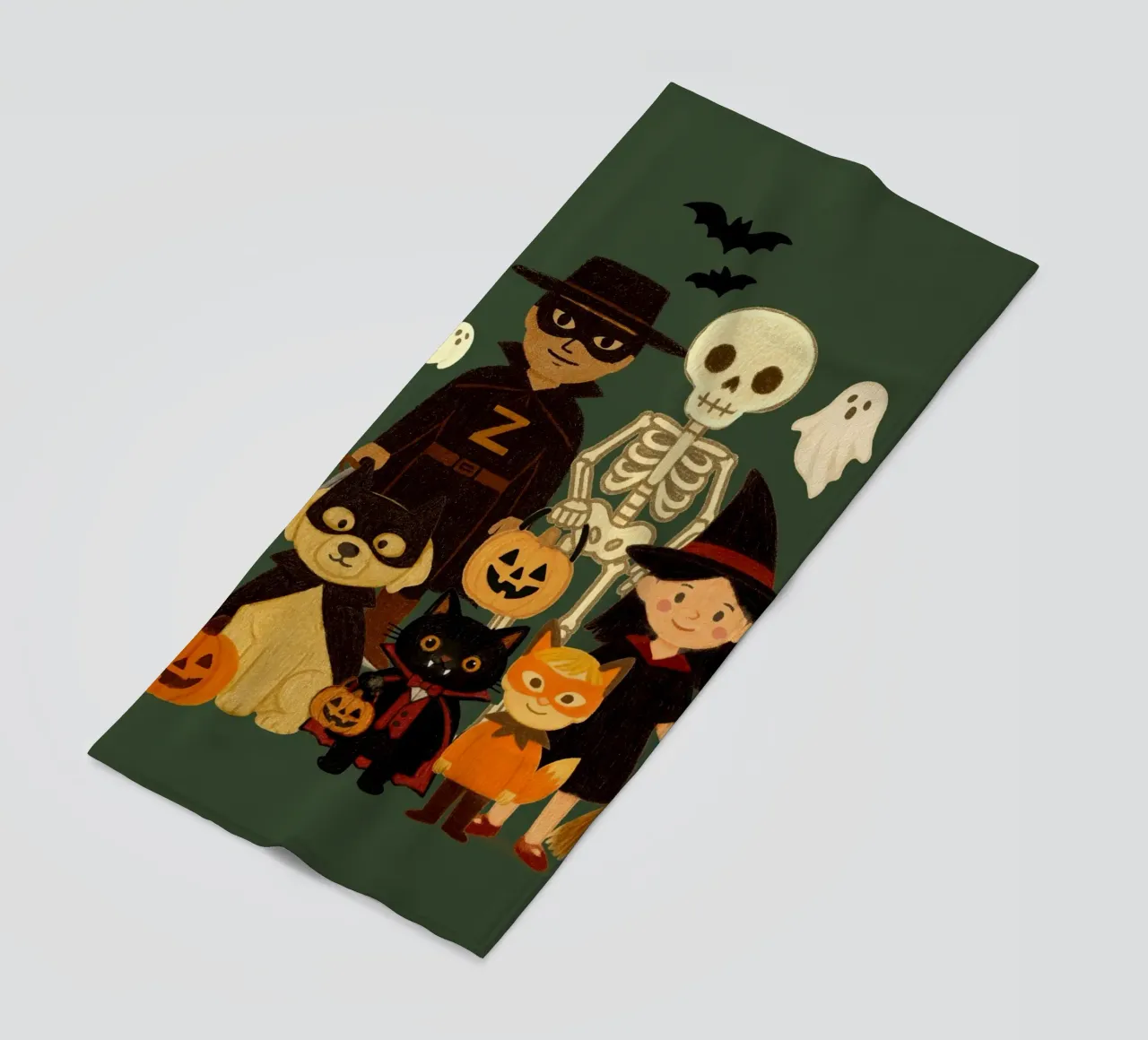 Illustrazione della piccola banda di Halloween telo mare da Taika Tori Art