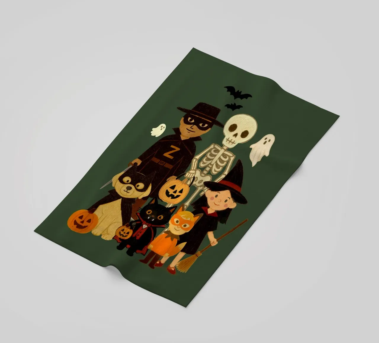 Illustrazione della piccola banda di Halloween telo mare da Taika Tori Art