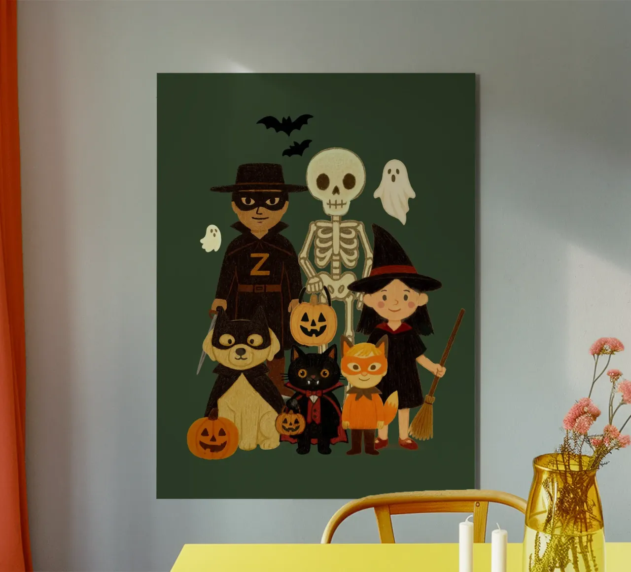 Illustrazione della piccola banda di Halloween alluminio dibond da Taika Tori Art