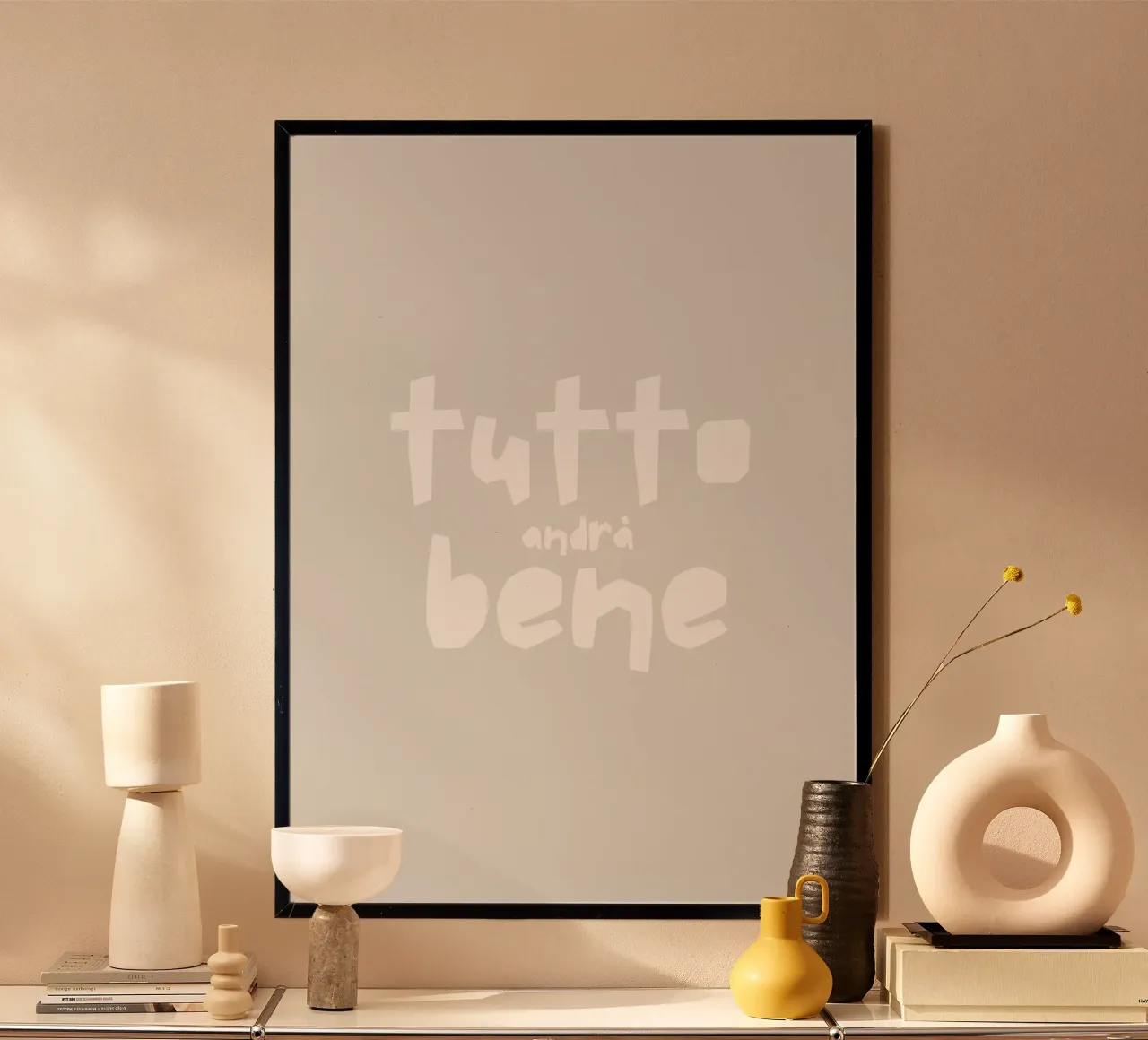 Tutto Bene poster con telaio in alluminio da PurePeachStudio
