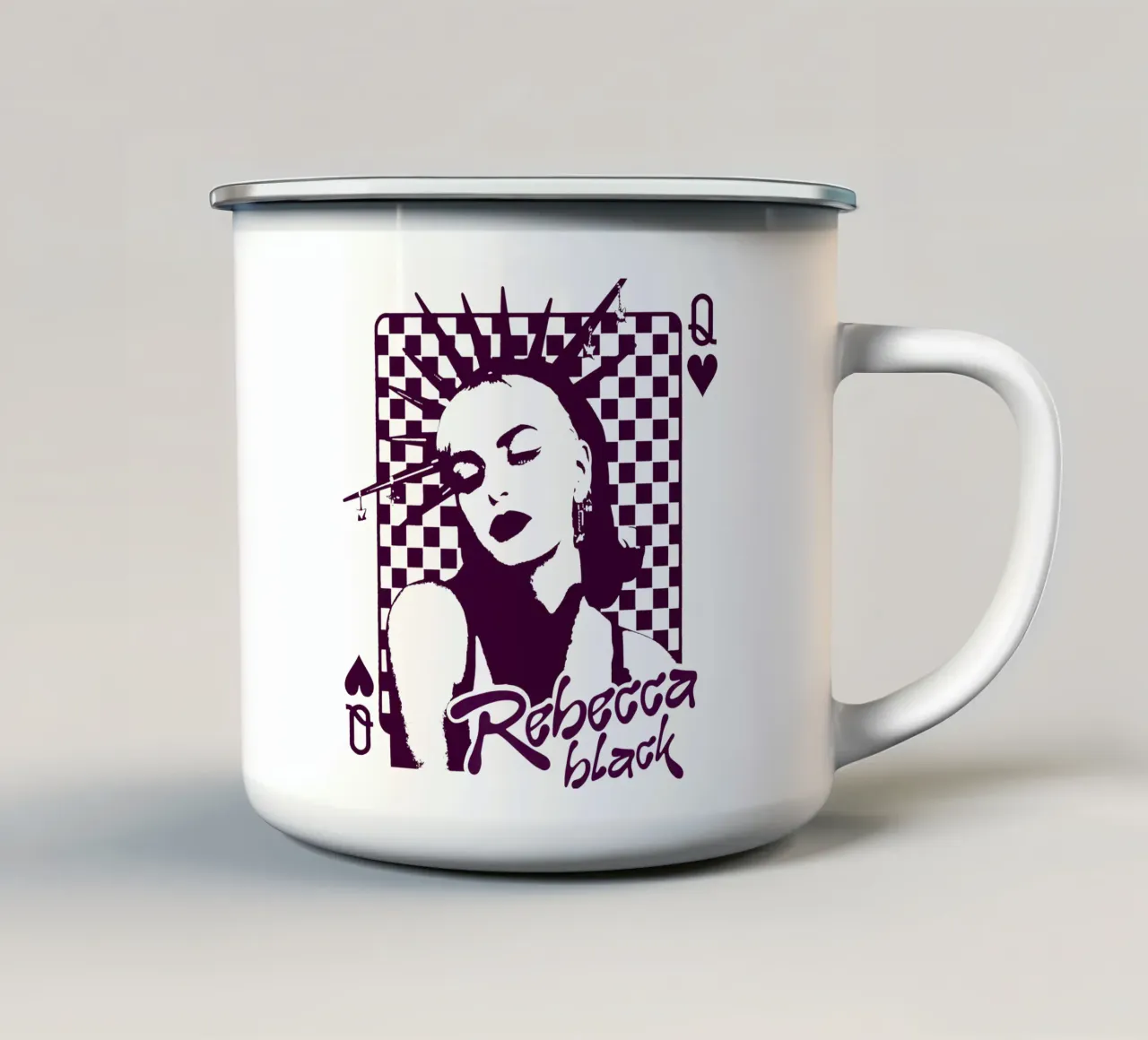 Silhouet Dans Pop - Rebbeca Zwart emaille mok van igoshdesigns