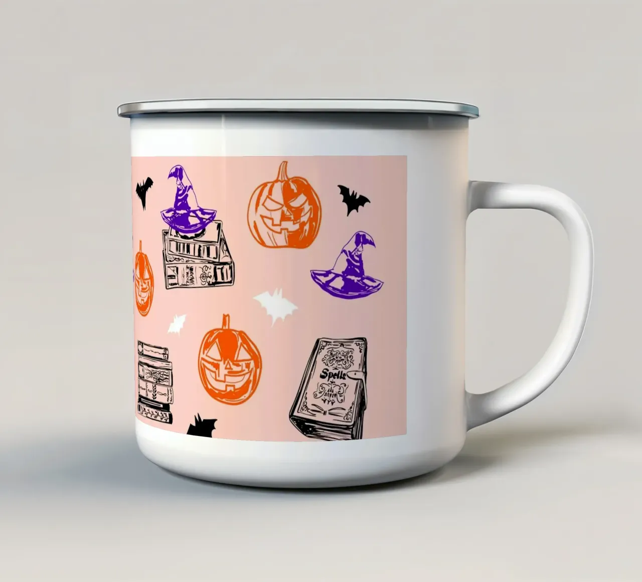 Modello di libro della strega di Halloween tazza in smalto da EDMPROJECT
