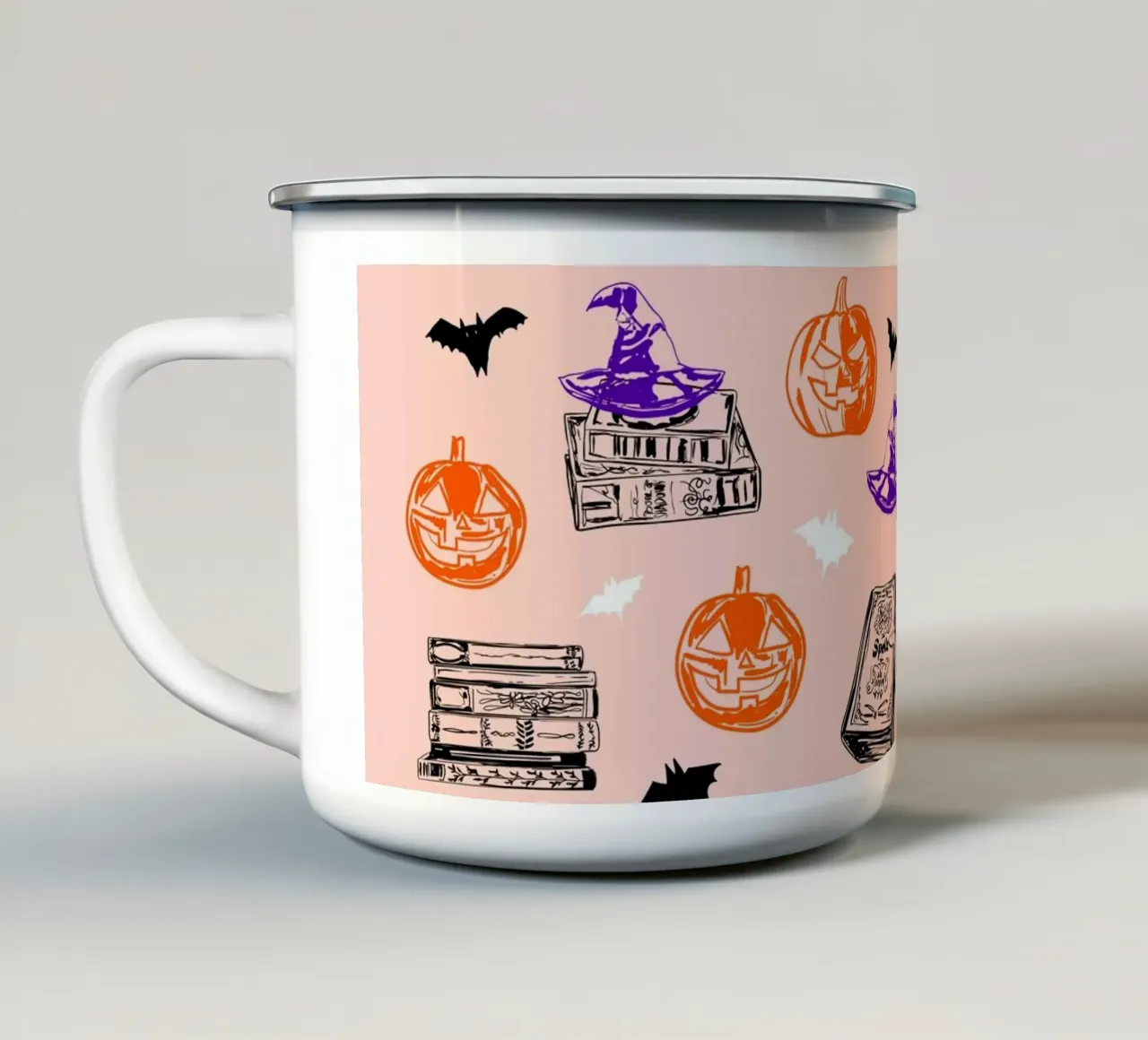 Modello di libro della strega di Halloween tazza in smalto da EDMPROJECT