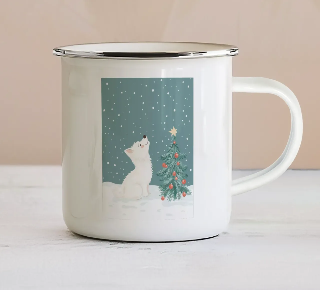 Lupo polare stravagante tazza in smalto da Happy Littles