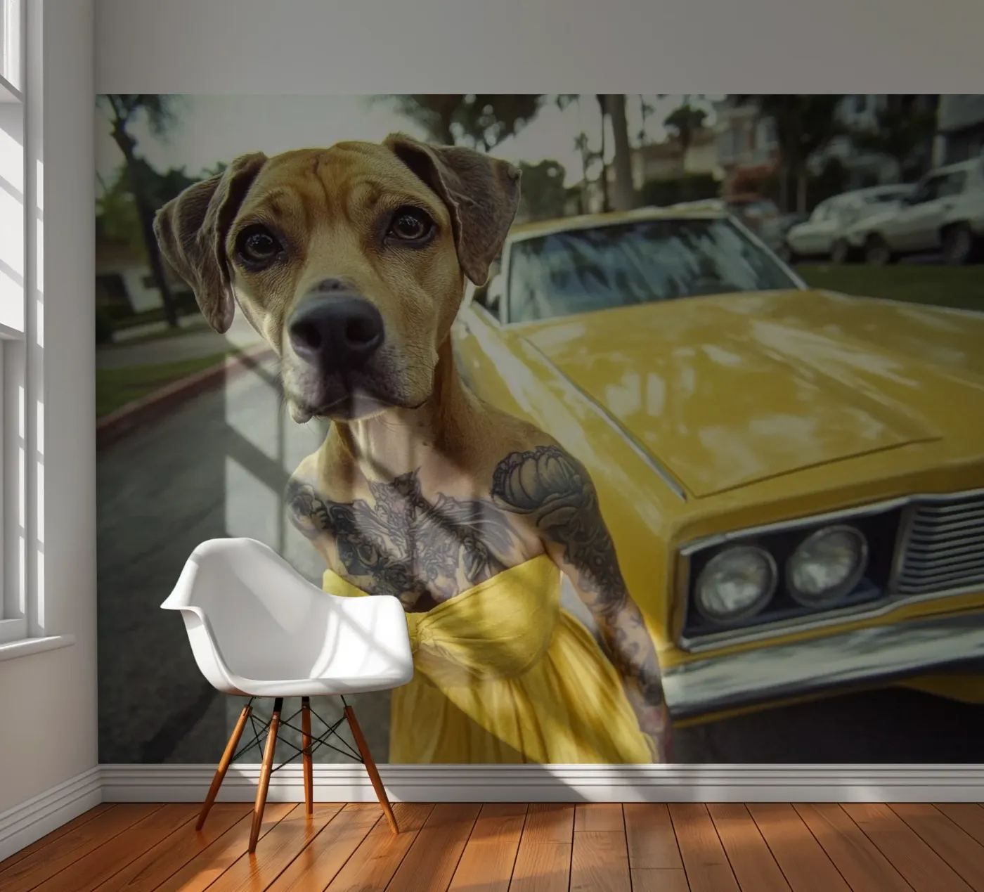 Léa fotobehang van Affiches Chien Originales – Dogland