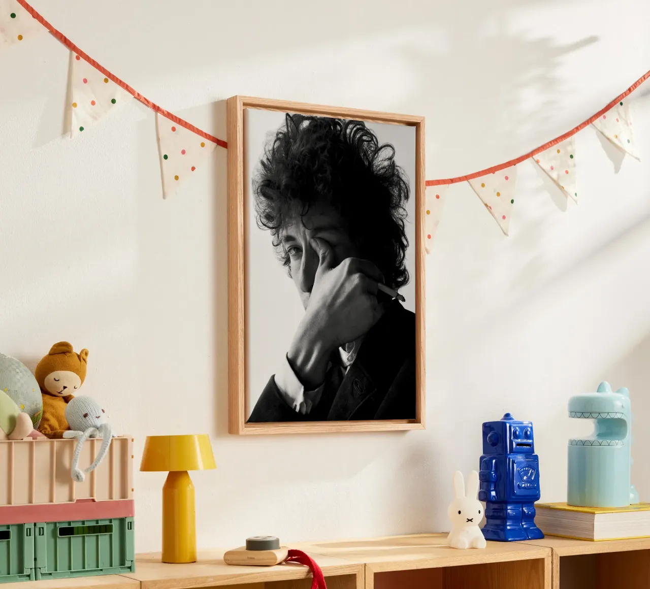 Bob Dylan II lienzo con Marco flotante de April Lewis
