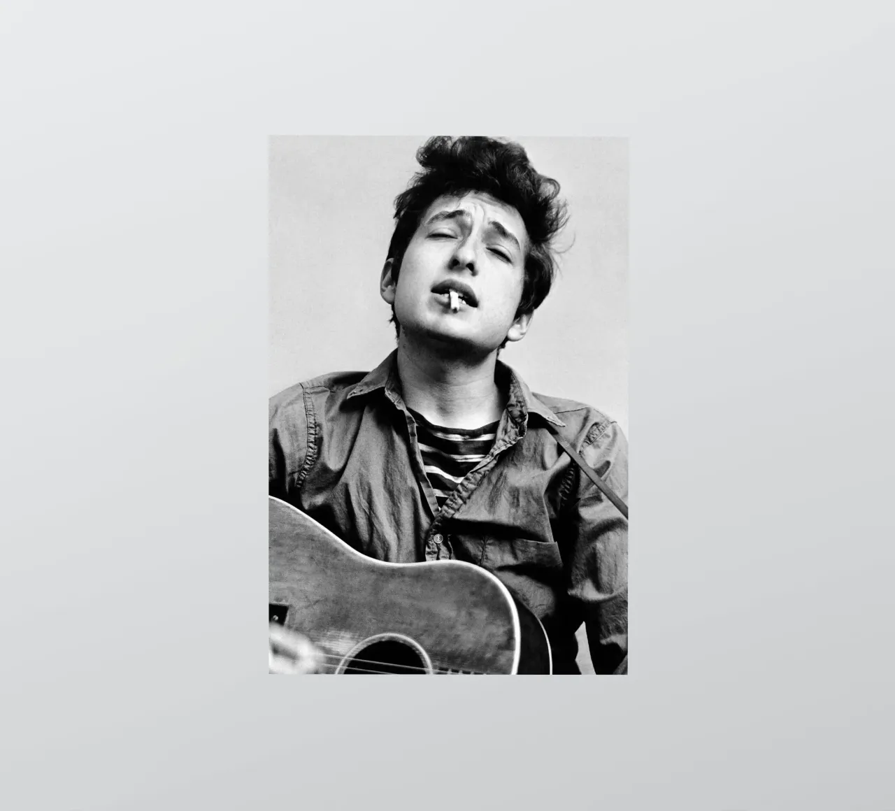 Bob Dylan mit Gitarre Sticker von April Lewis