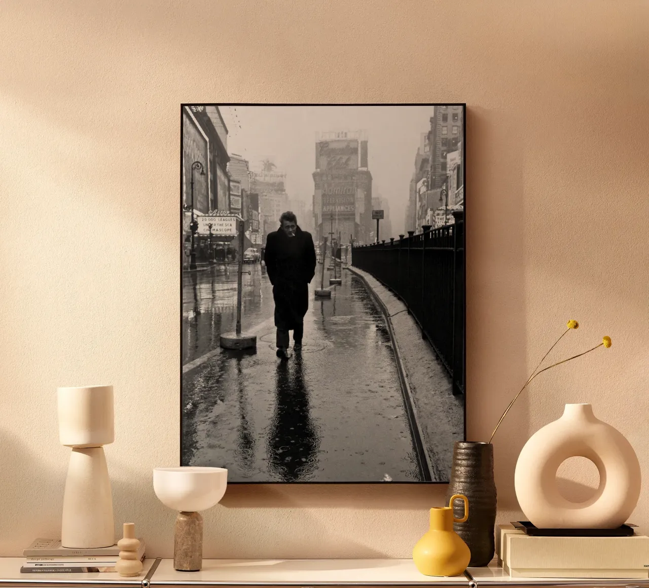 James Dean a Times Square alluminio dibond da April Lewis