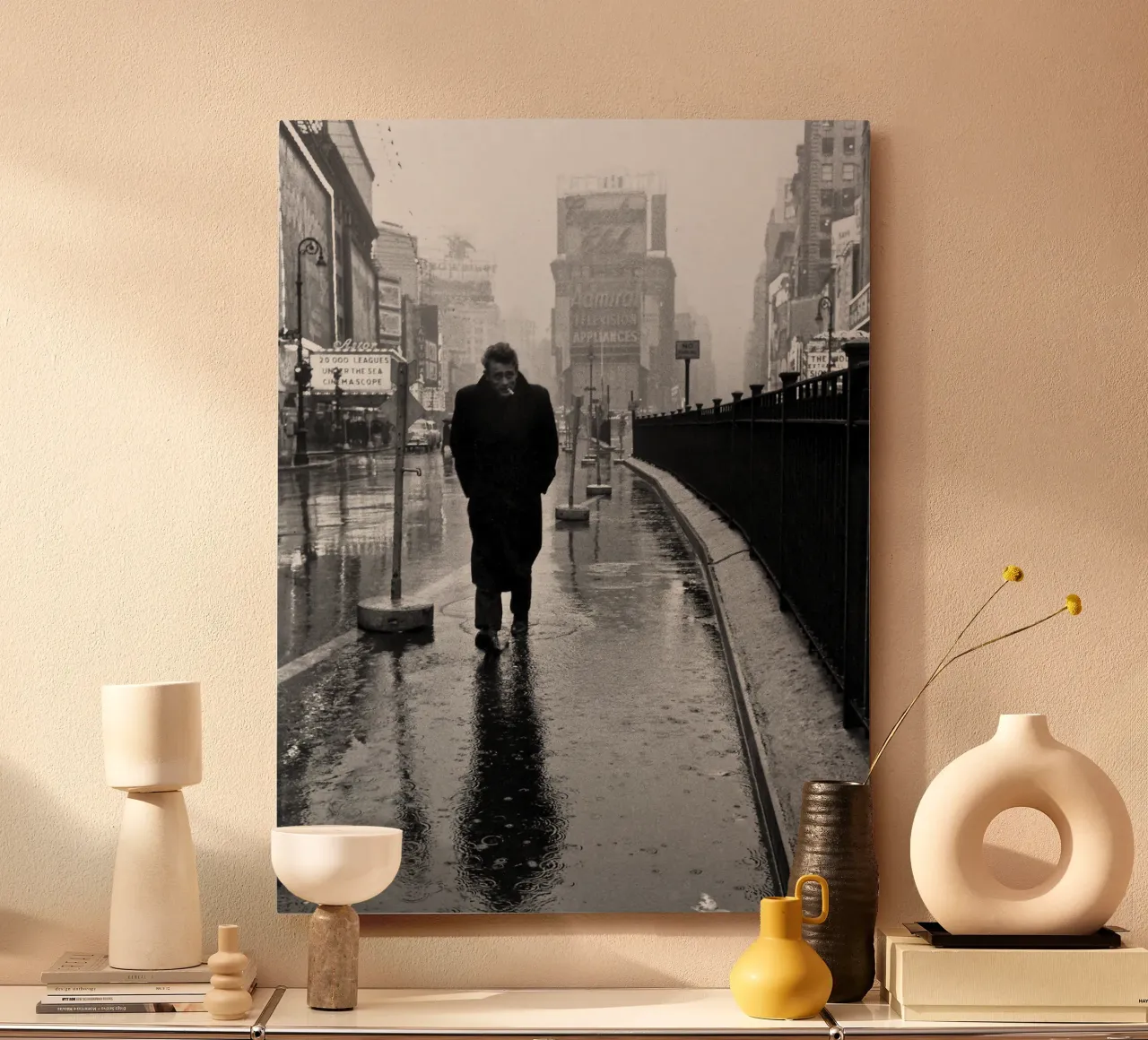 James Dean a Times Square alluminio dibond da April Lewis