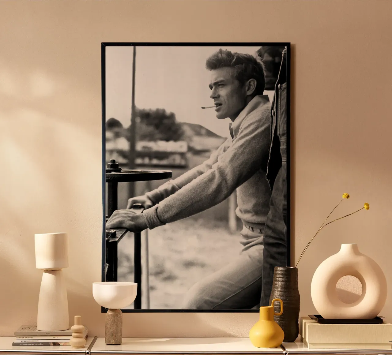 James Dean poster con telaio in legno da April Lewis