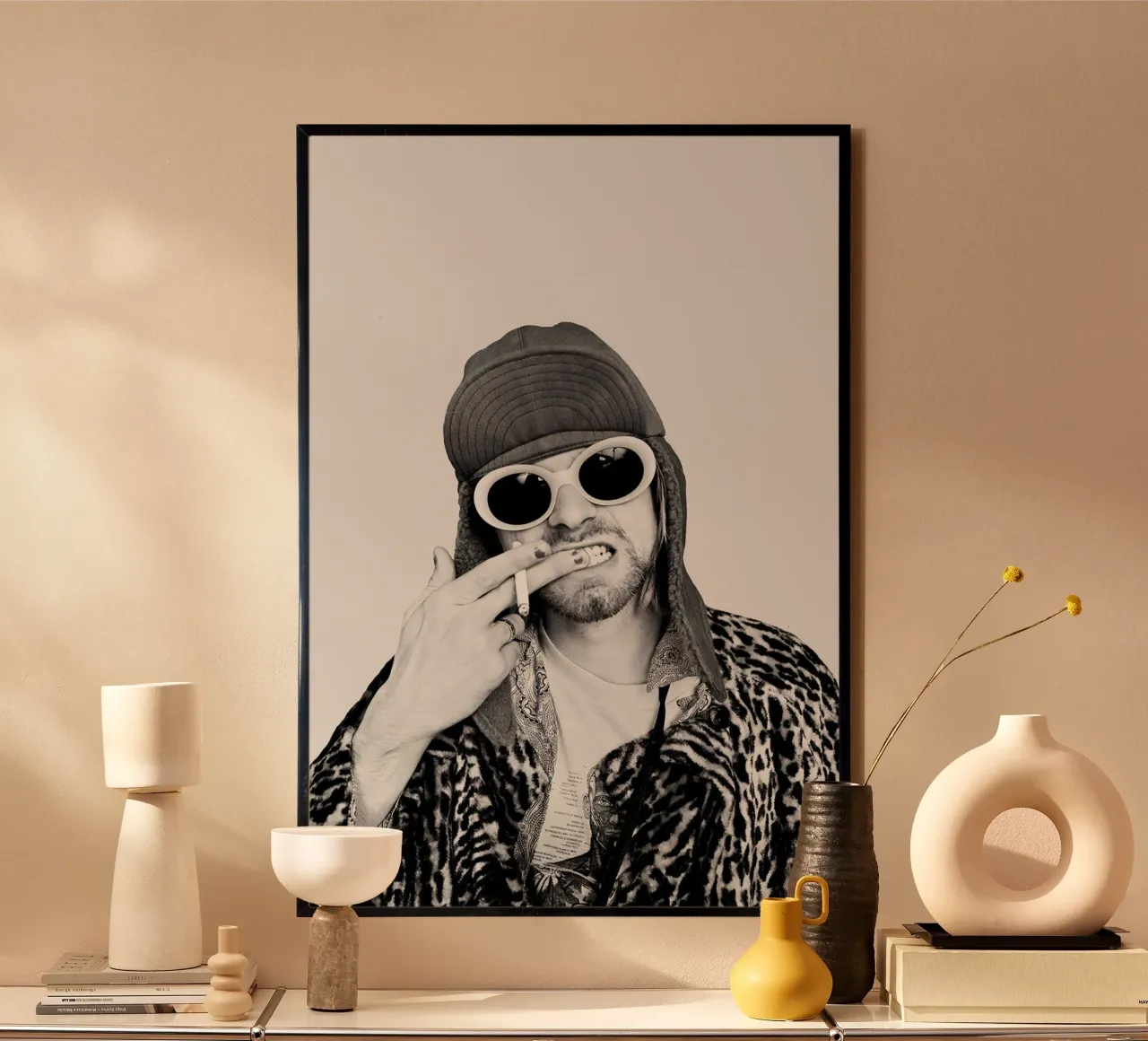 Kurt Cobain poster con telaio in legno da April Lewis