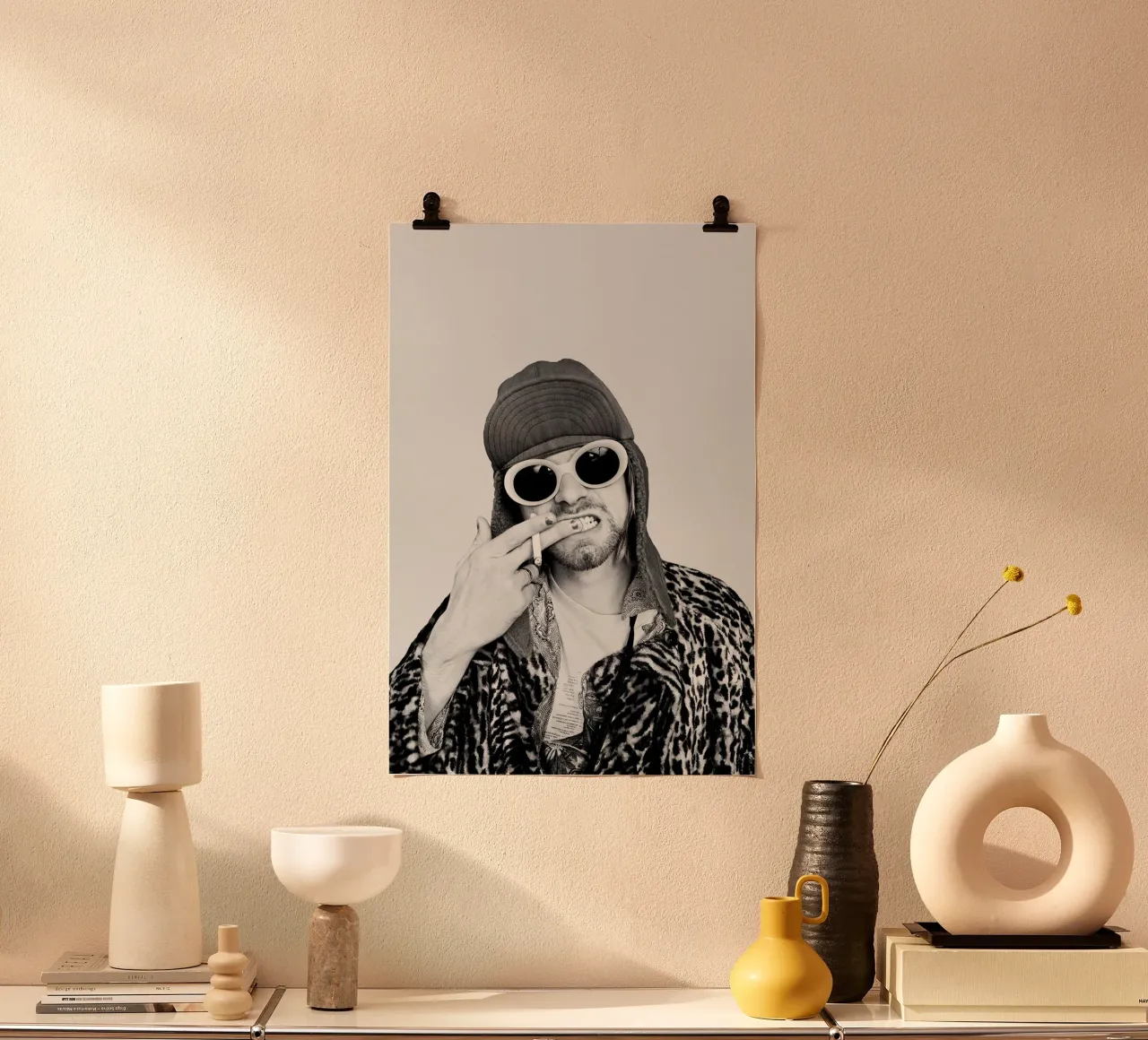 Kurt Cobain poster con telaio in legno da April Lewis