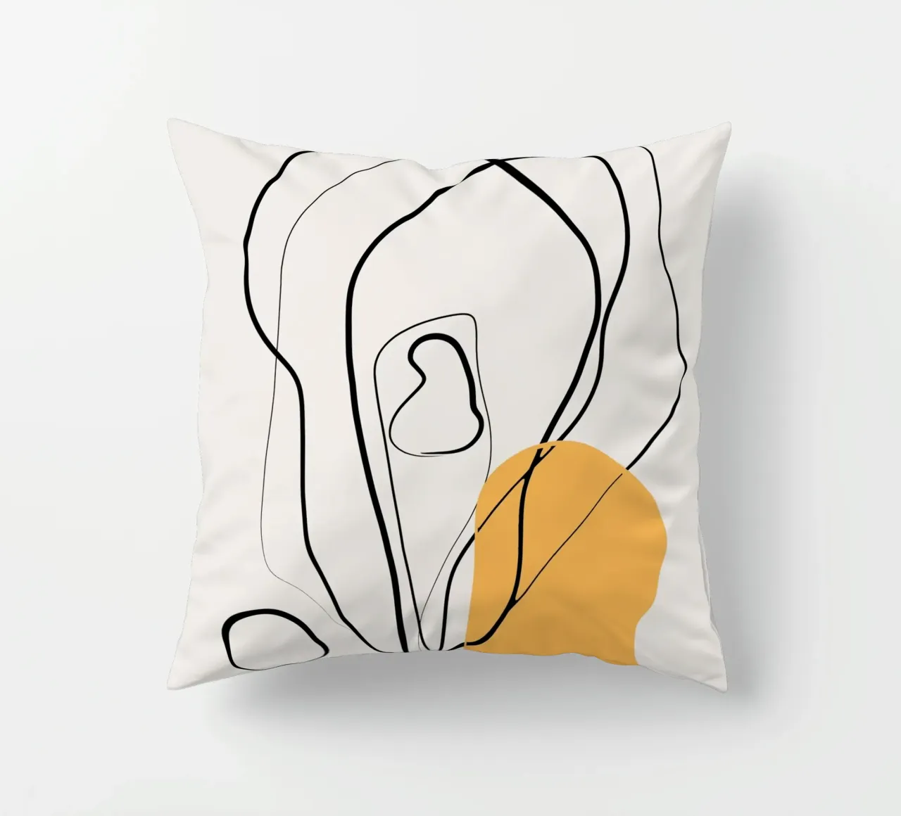 Giallo e linee artistiche 02 cuscino da Little Dean