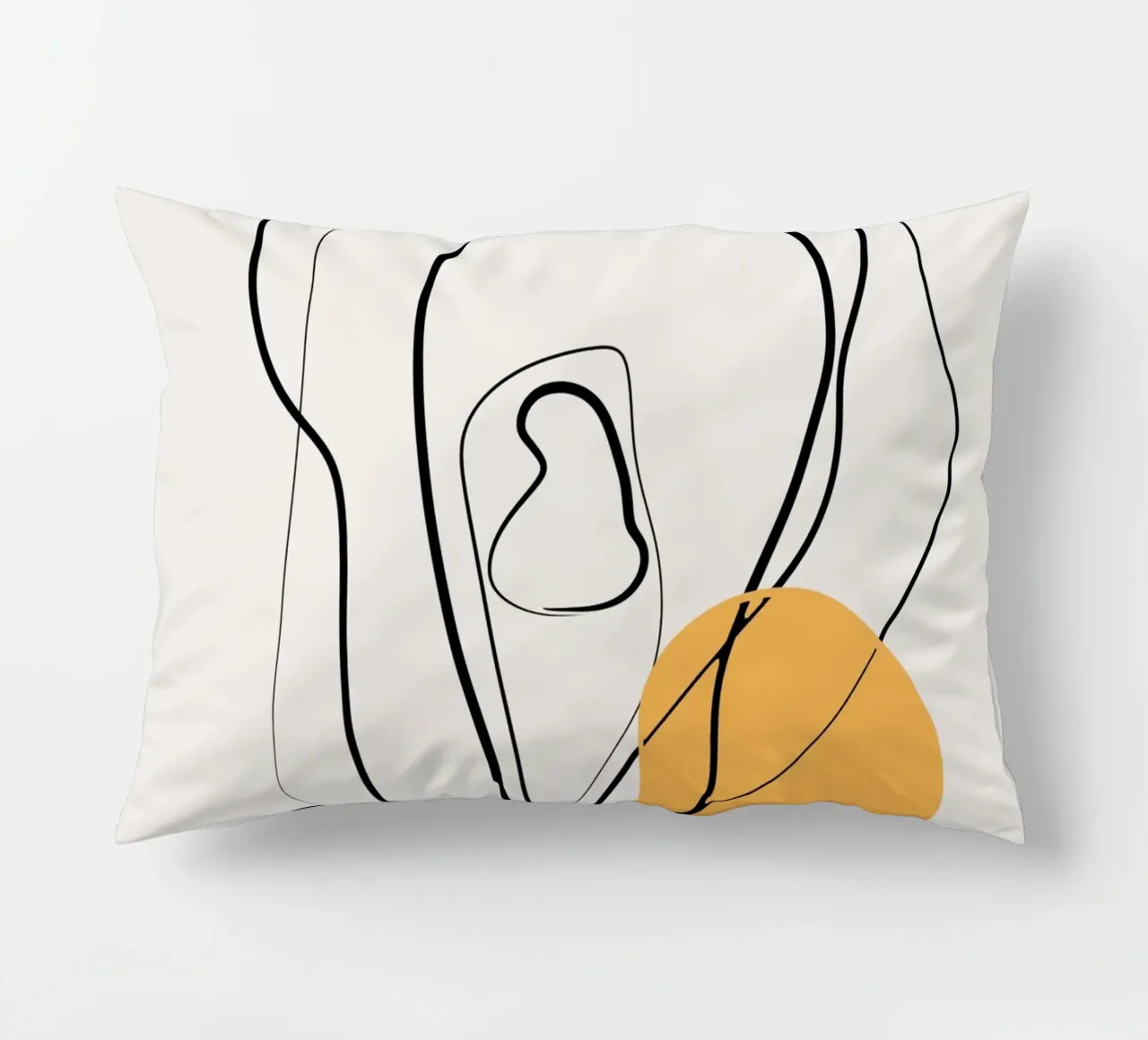 Giallo e linee artistiche 02 cuscino da Little Dean