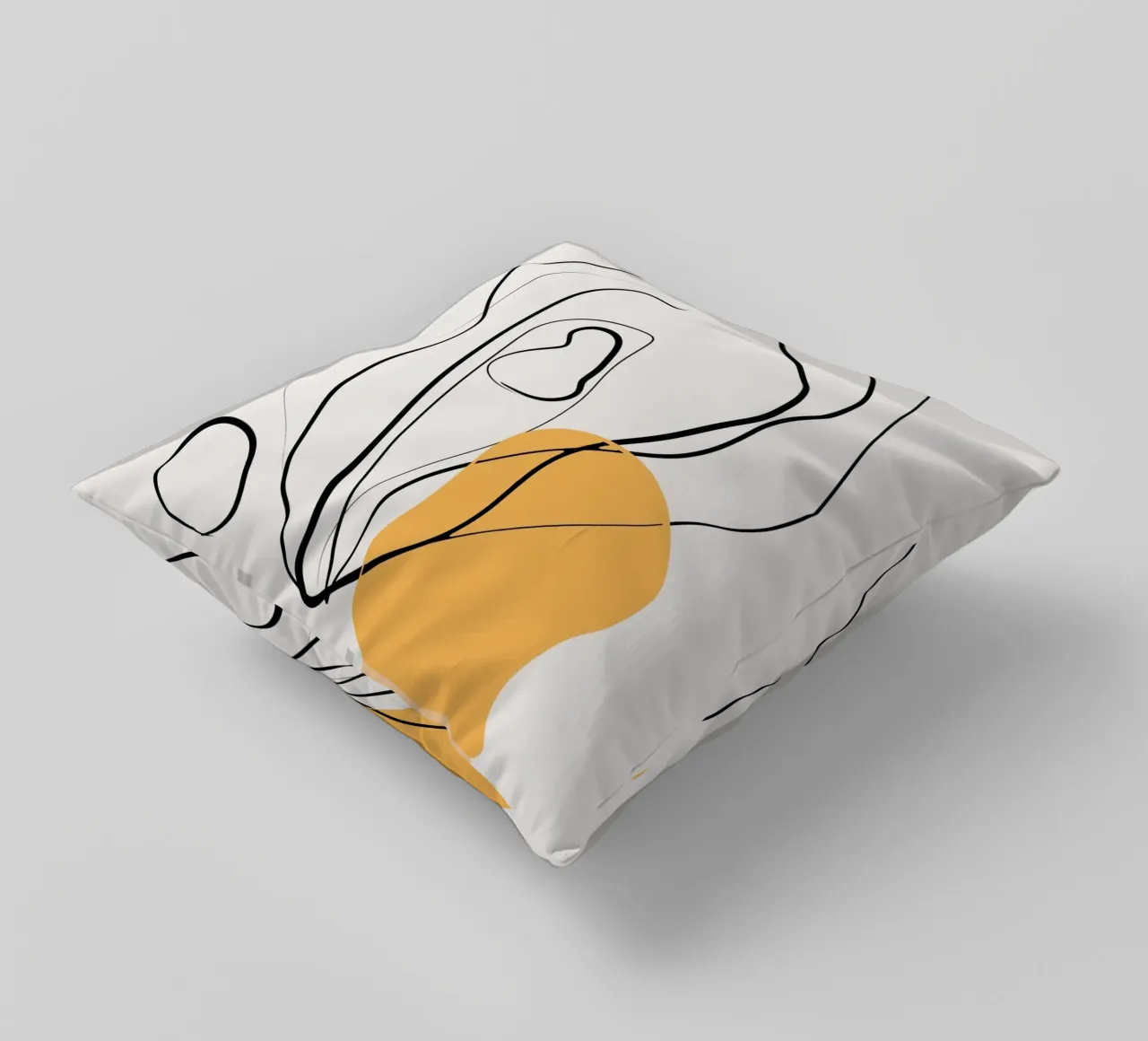 Giallo e linee artistiche 02 cuscino da Little Dean